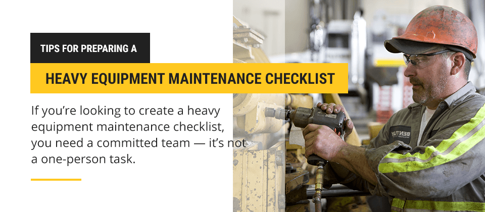 Heavy Equipment Preventative Maintenance Checklist