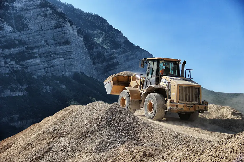 Cat front end loader working in American Fork canyon Utah